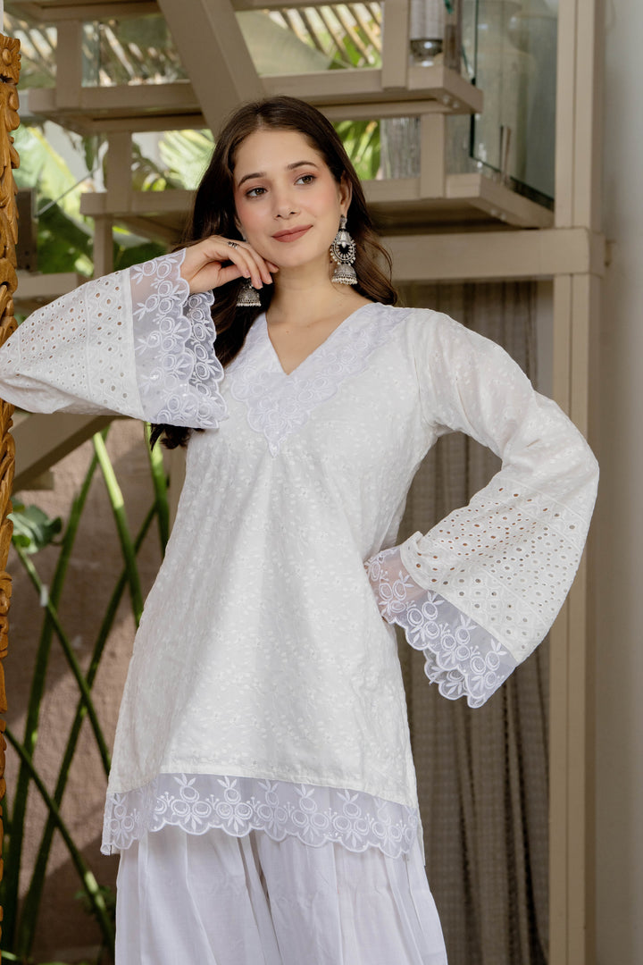 Gulnaaz White Cotton Farshi Set