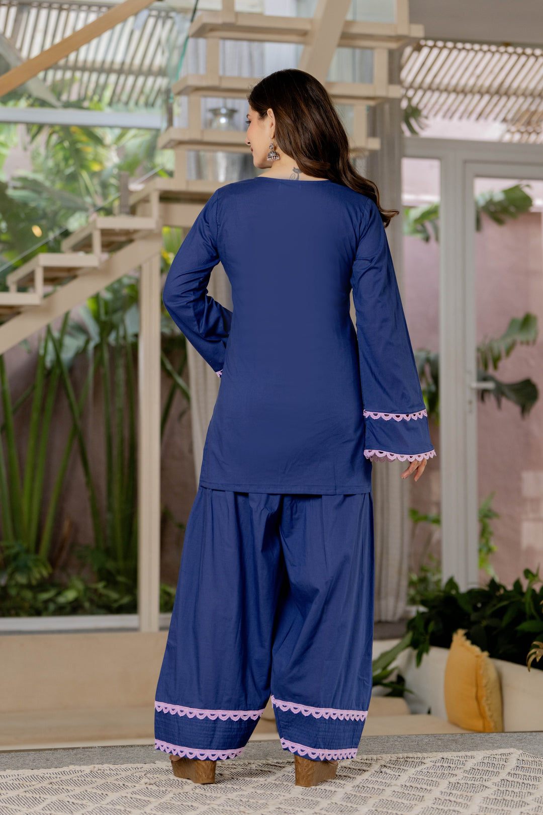 Preet Blue Cotton Farshi Set