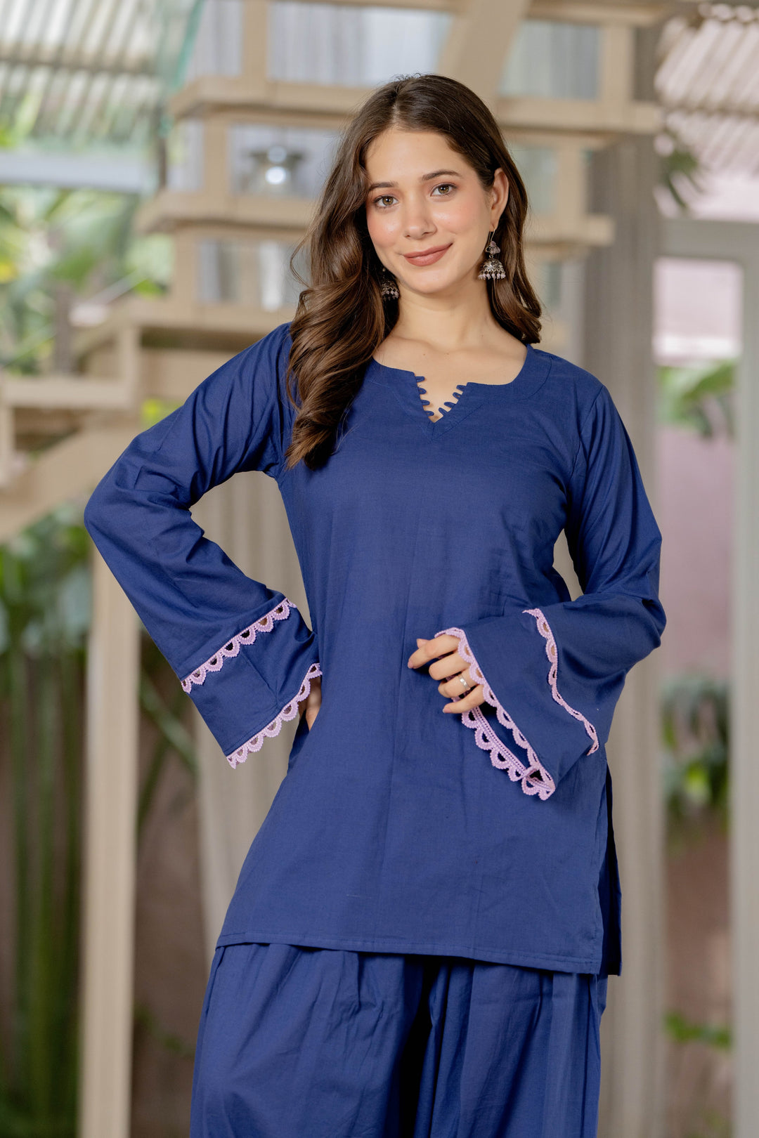 Preet Blue Cotton Farshi Set