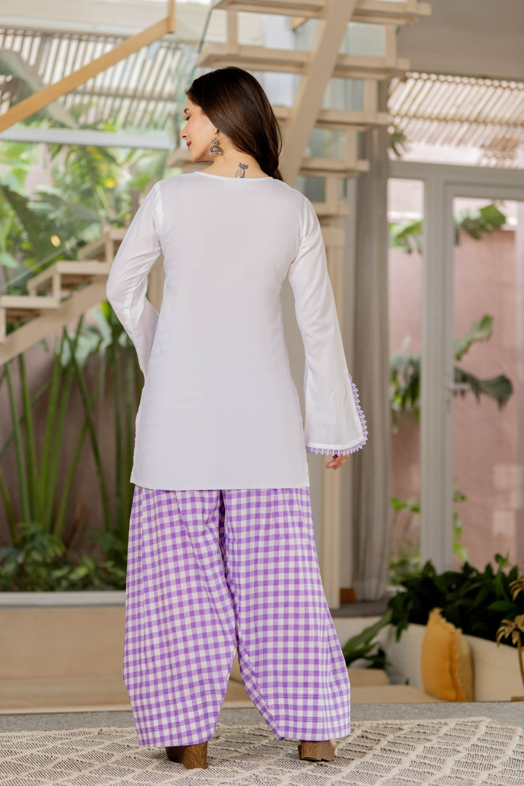 Ila White Cotton Farshi Set