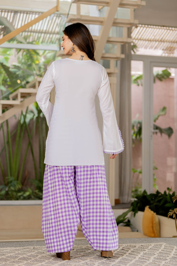 Ila White Cotton Farshi Set