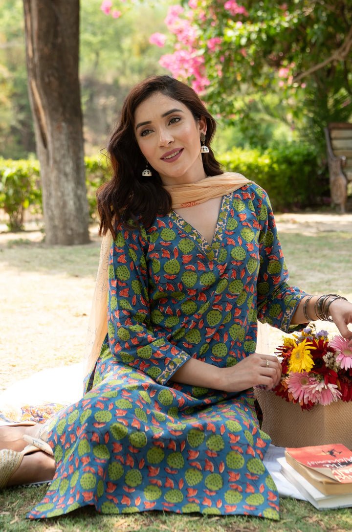 Unstitched - Dhaara Cotton Straight Suit Set