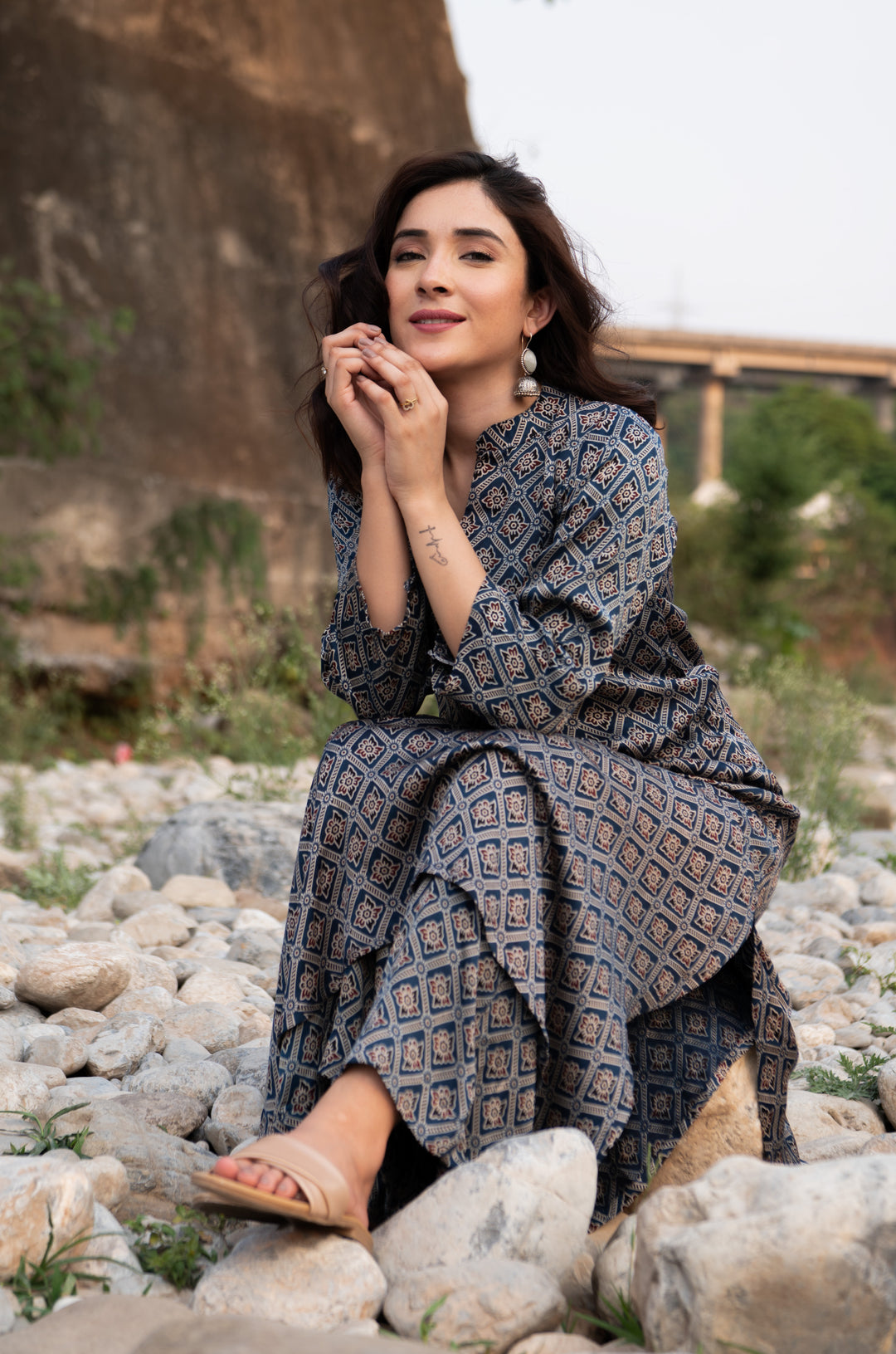 Akira Ajrakh Modal Satin Suit