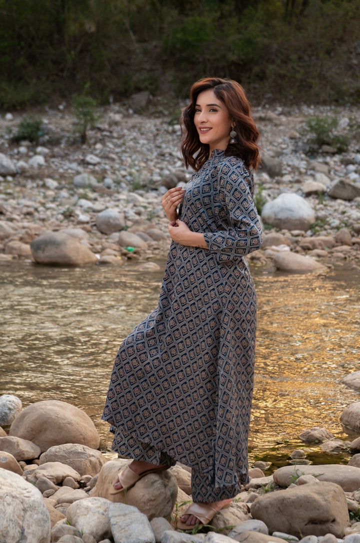 Akira Ajrakh Modal Satin Suit