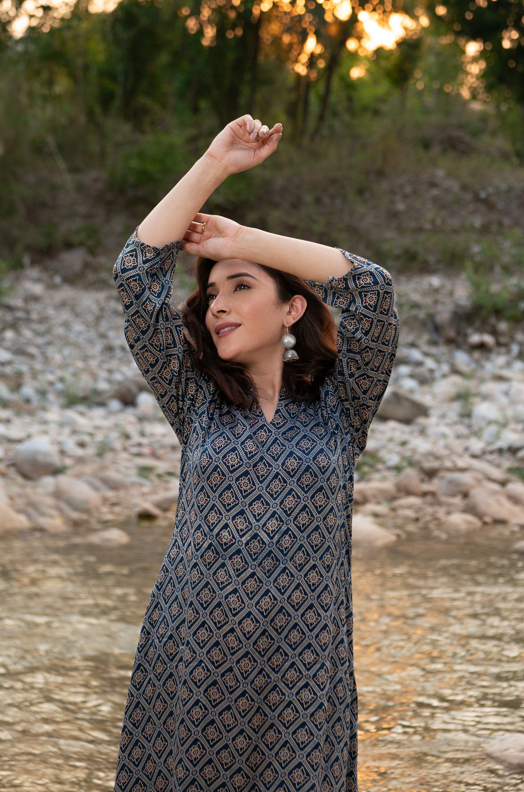 Akira Ajrakh Modal Satin Suit