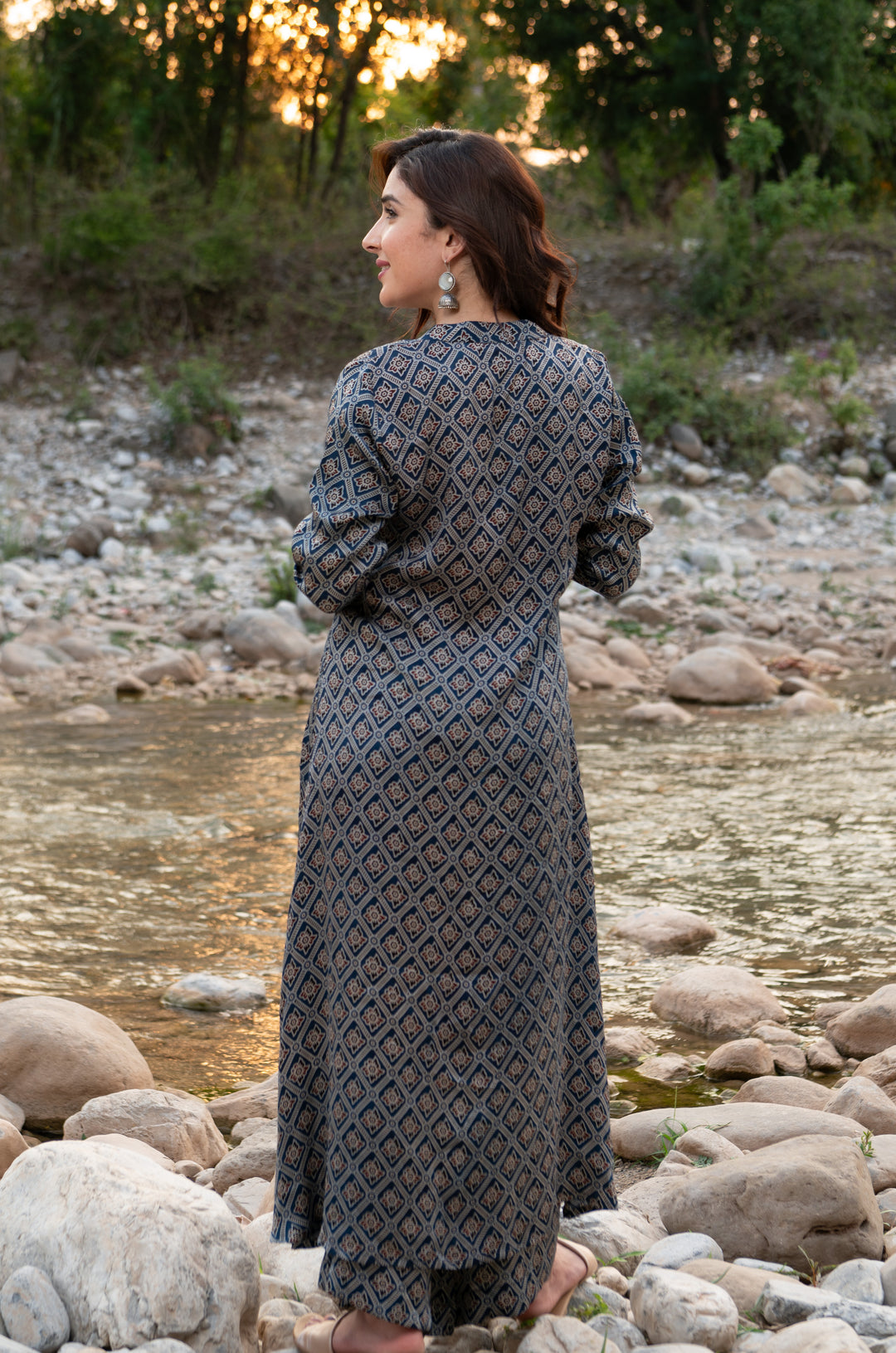 Akira Ajrakh Modal Satin Suit