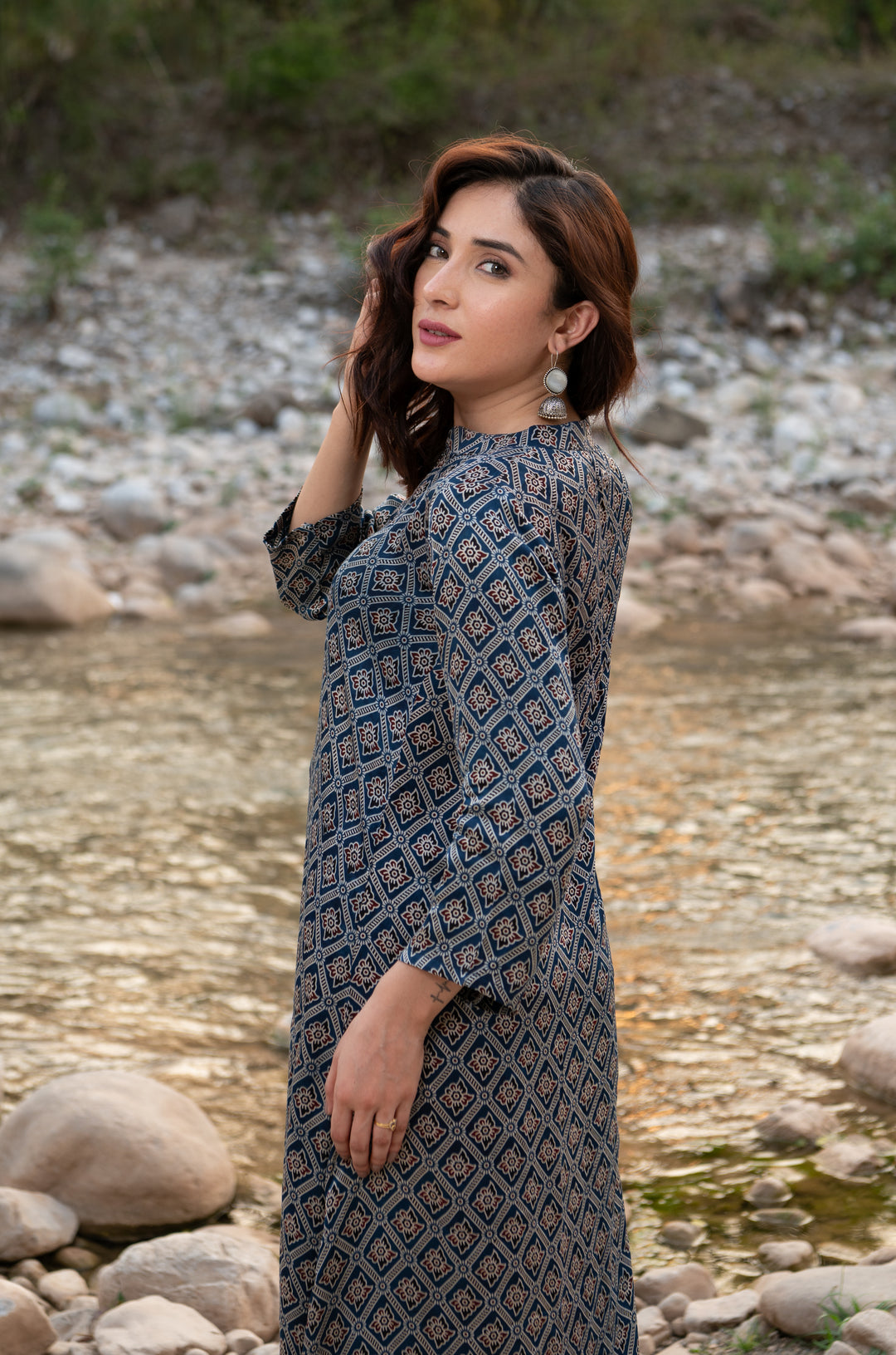 Akira Ajrakh Modal Satin Suit