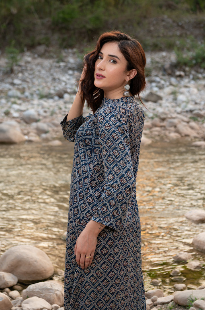 Akira Ajrakh Modal Satin Suit