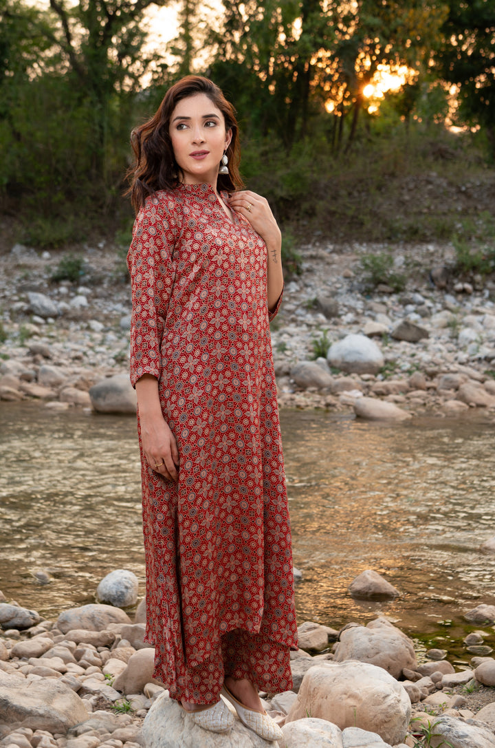 Jivika Ajrakh Modal Satin Suit