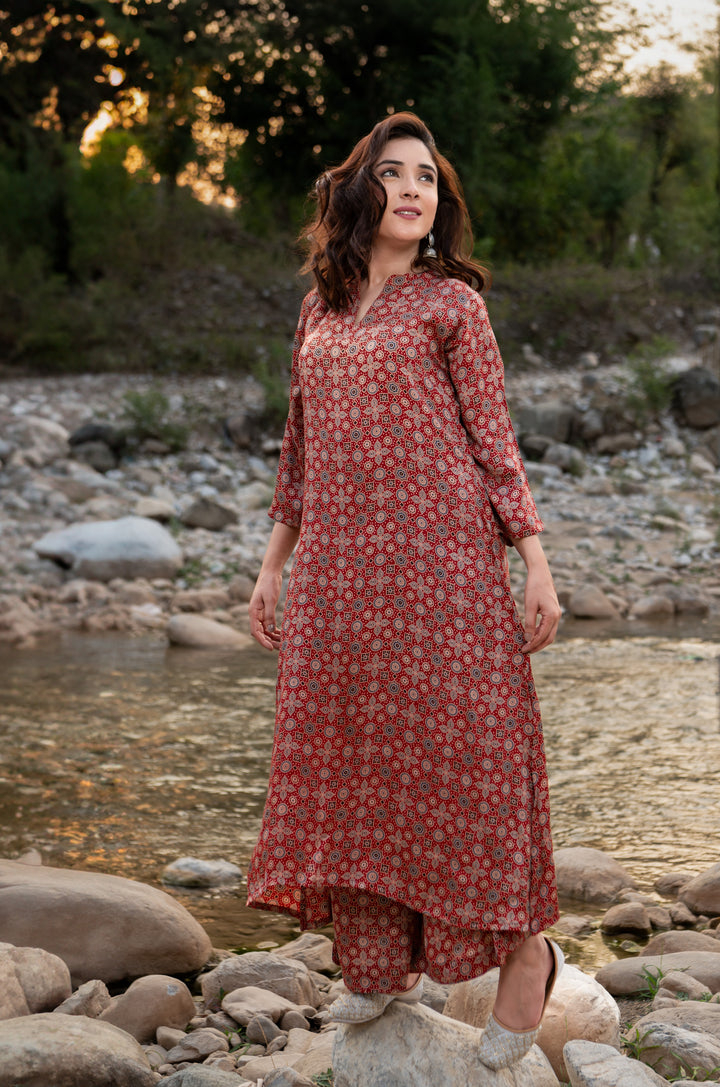 Jivika Ajrakh Modal Satin Suit