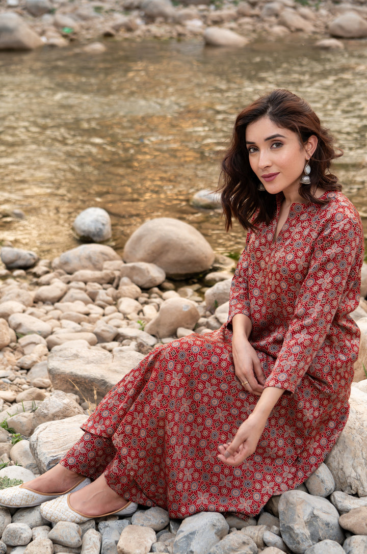 Jivika Ajrakh Modal Satin Suit