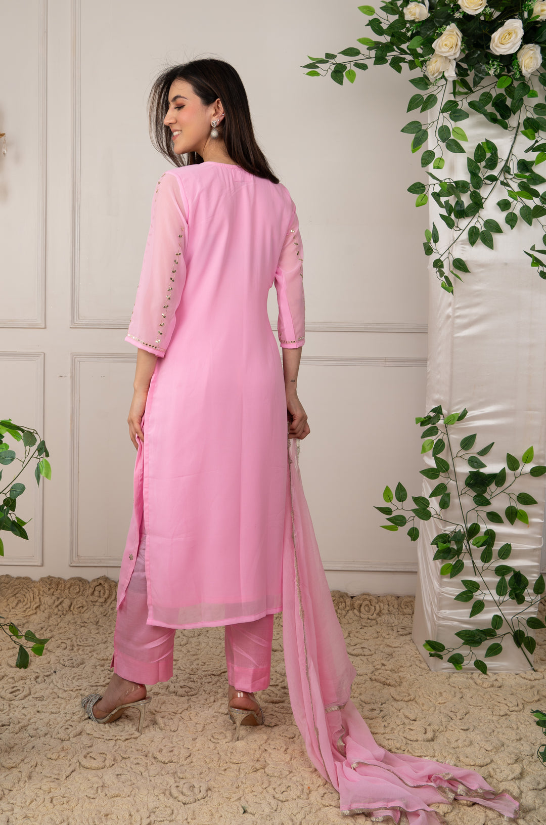 Light Pink Gota Aari Suit Set