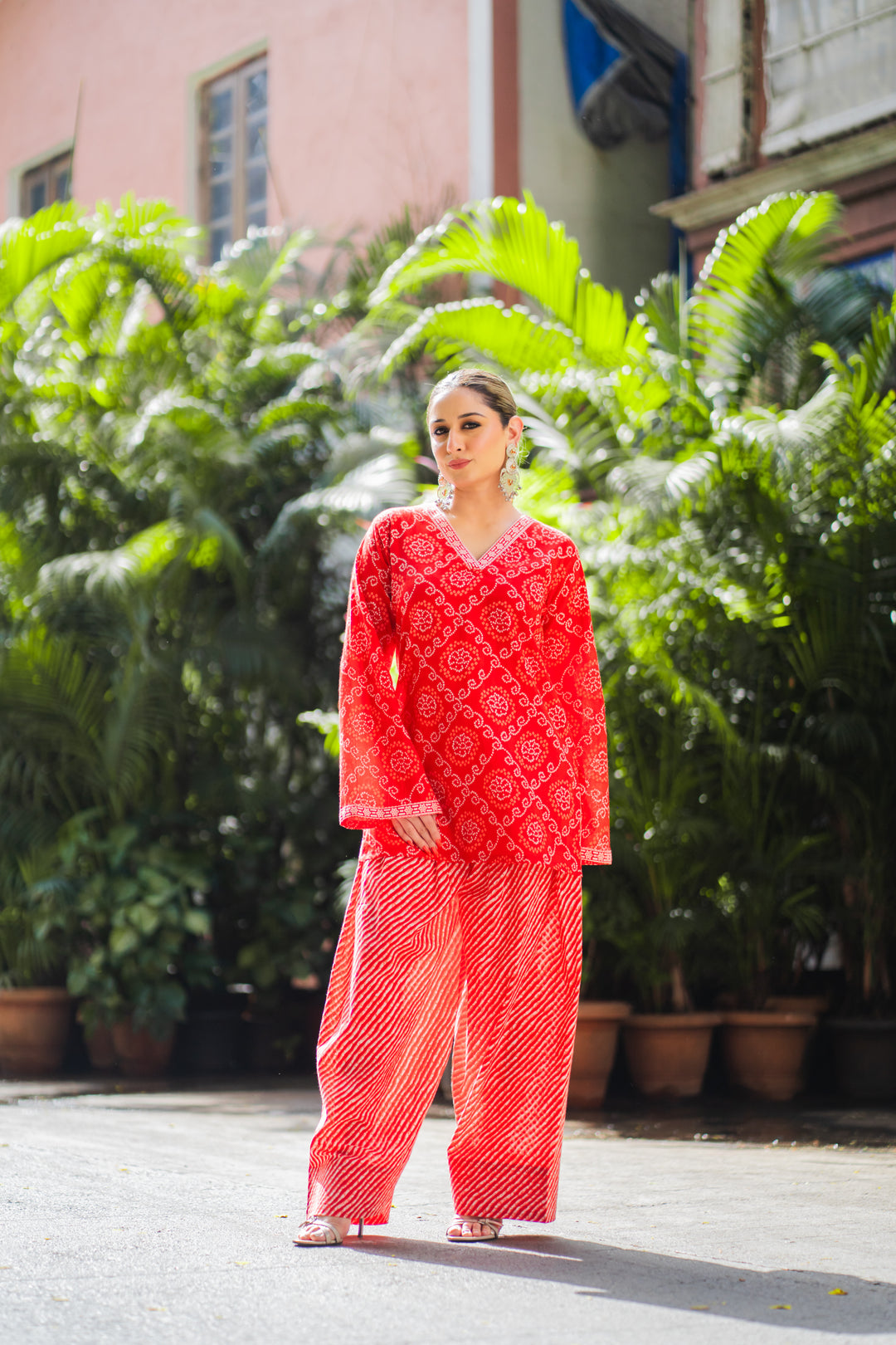 Farshi Red Bandhej Set