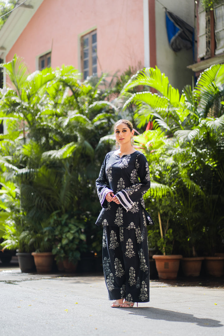 Black Printed Farshi Cotton Set