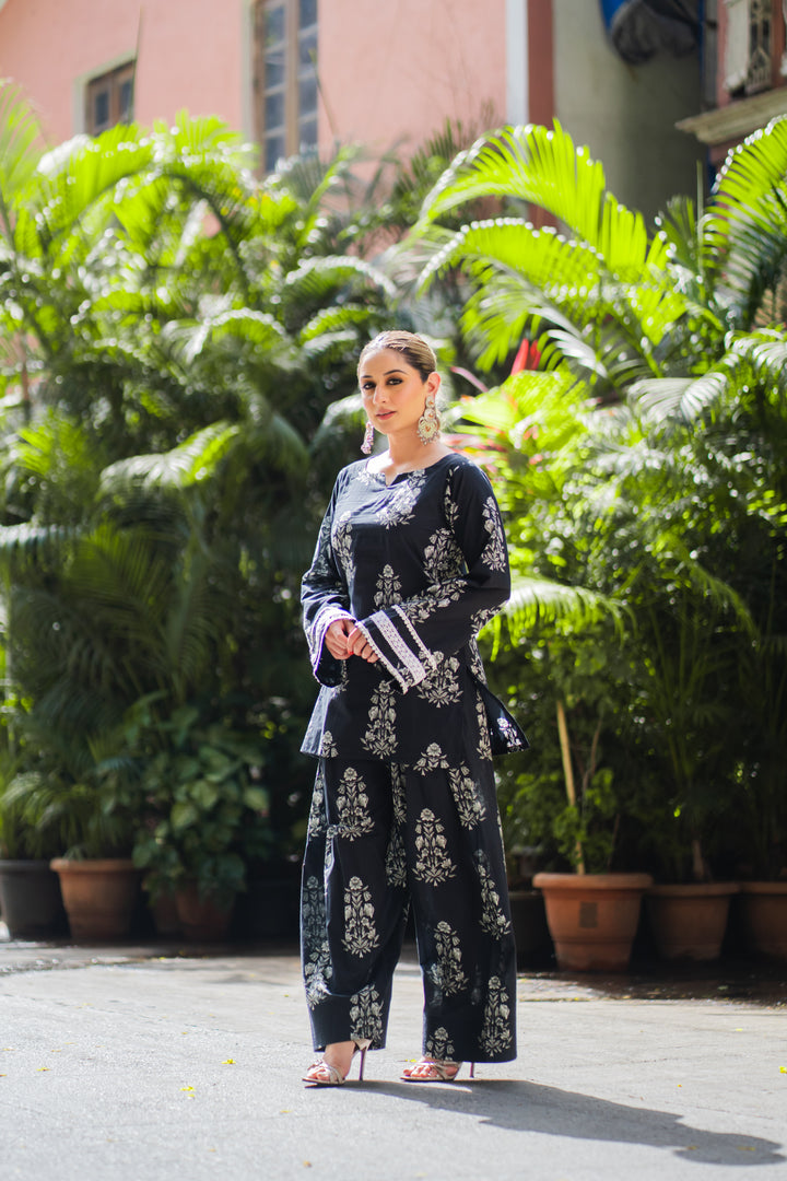 Black Printed Farshi Cotton Set