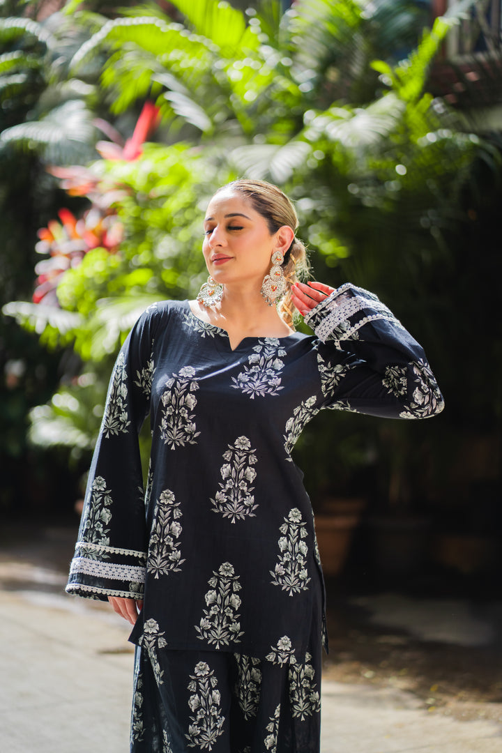 Black Printed Farshi Cotton Set