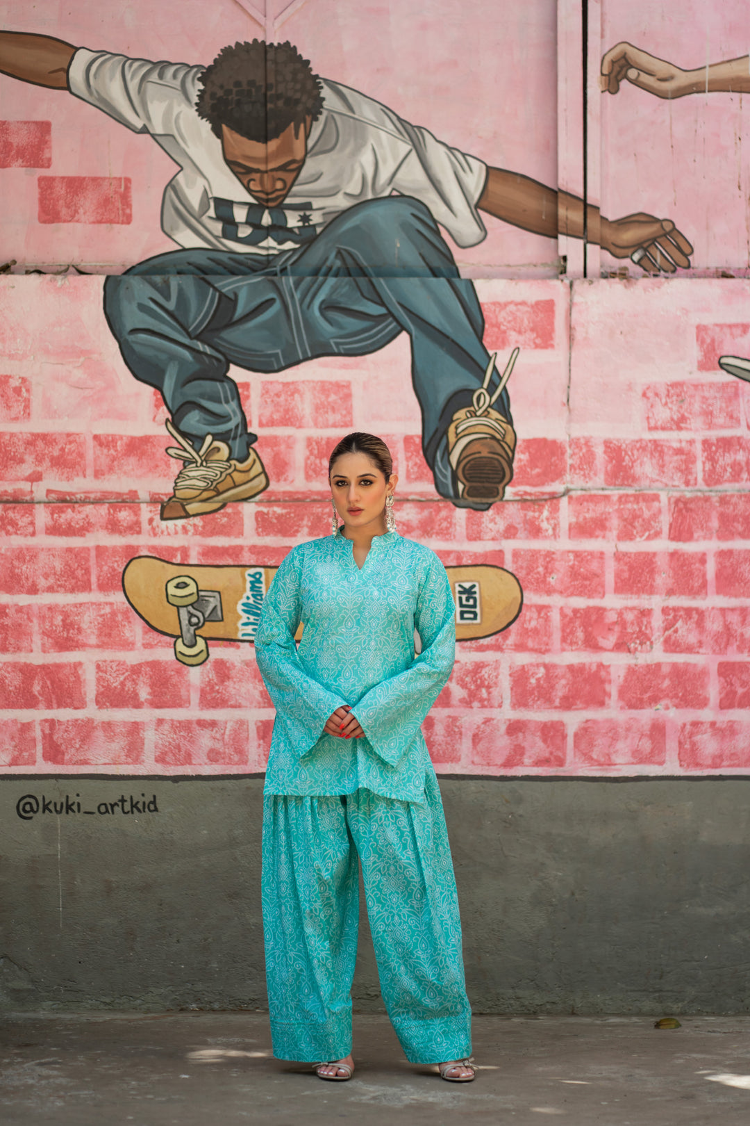 Farshi Blue Bandhej Cotton Set