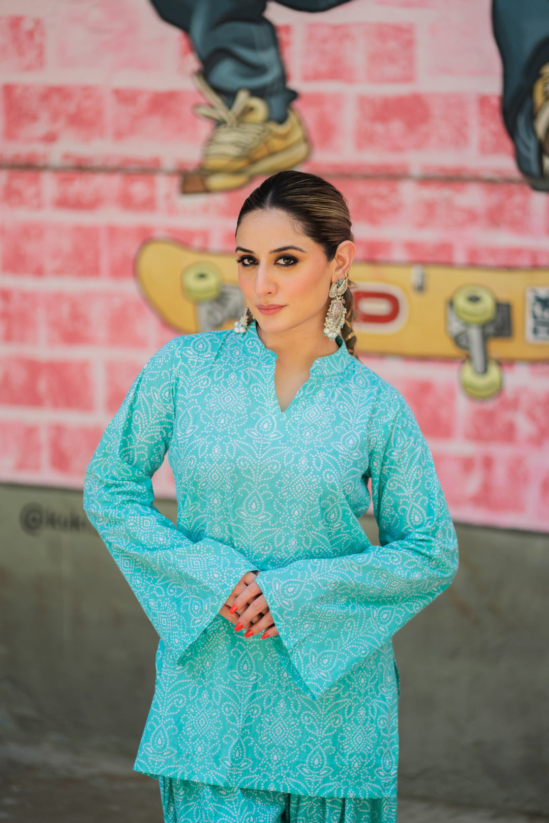 Farshi Blue Bandhej Cotton Set