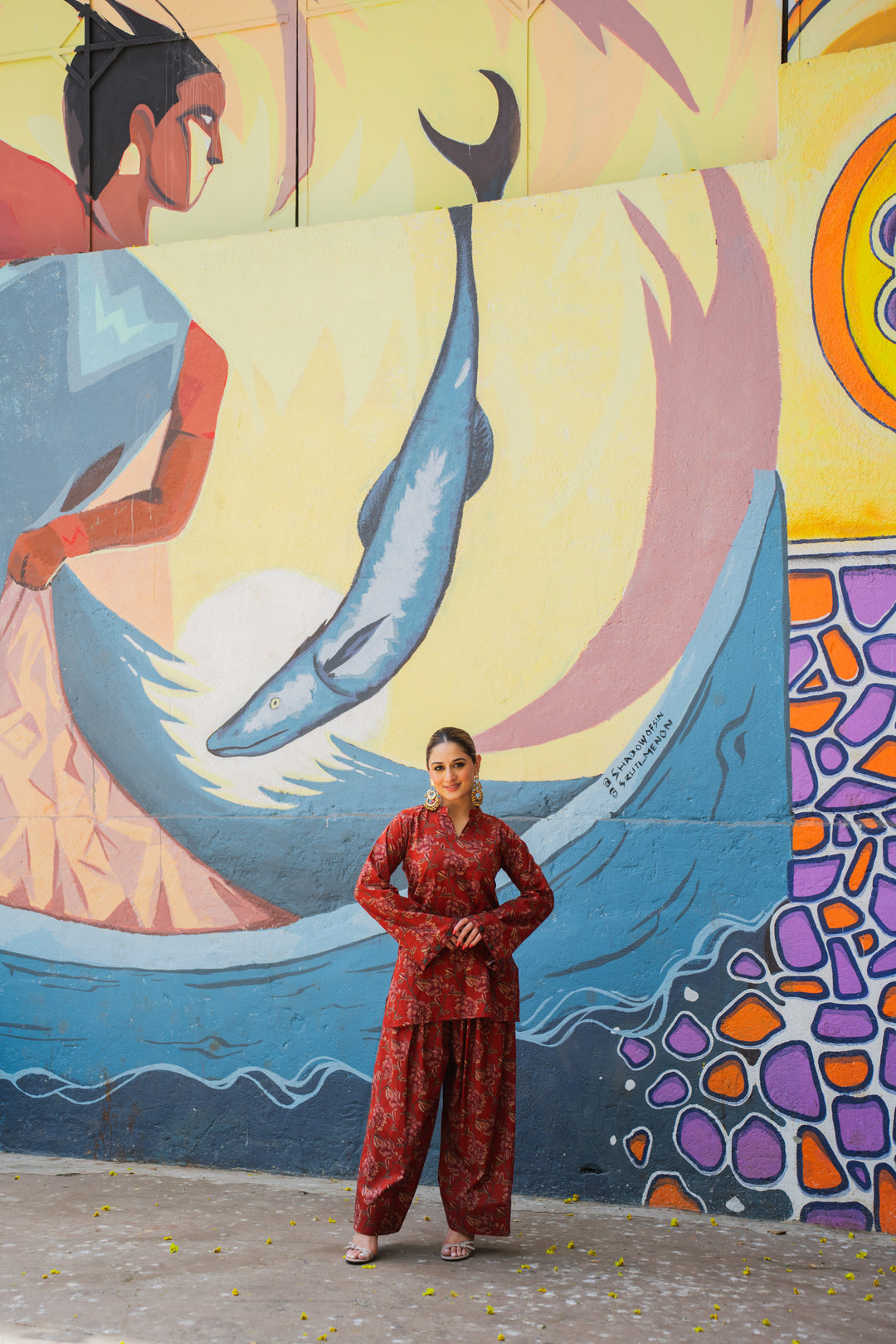 Maroon Printed Farshi Cotton Set