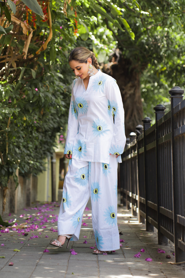 Floral Blue Farshi Cotton Set