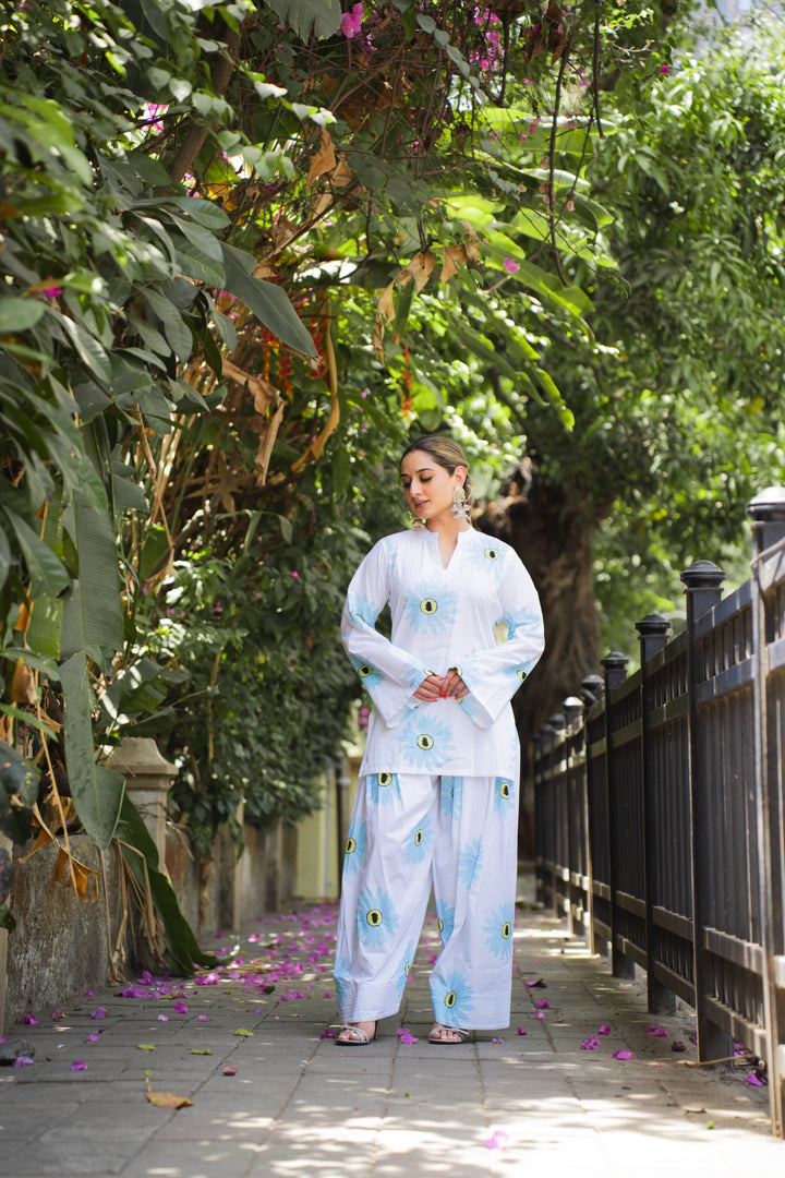 Floral Blue Farshi Cotton Set