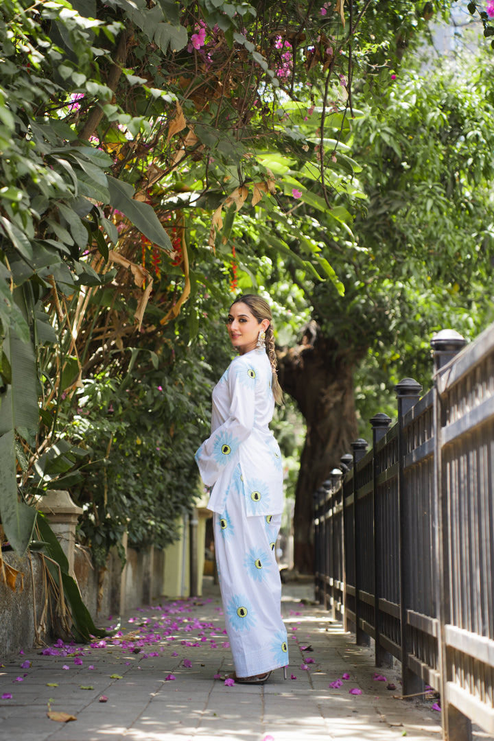 Floral Blue Farshi Cotton Set