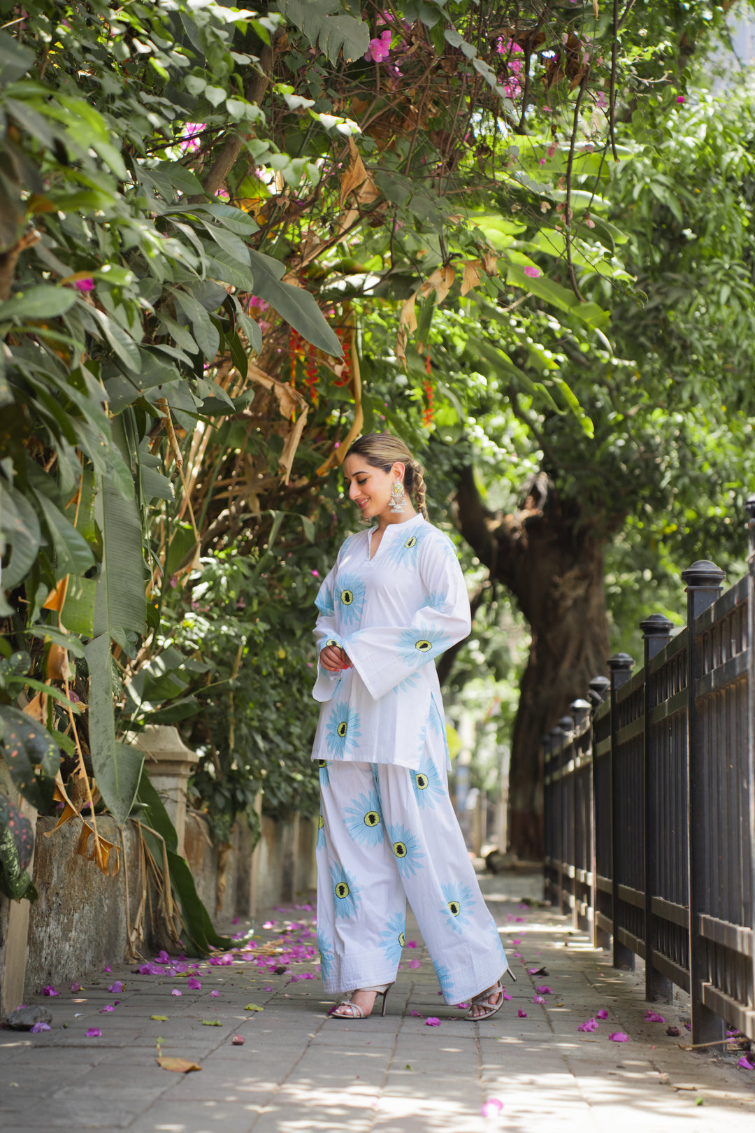 Floral Blue Farshi Cotton Set