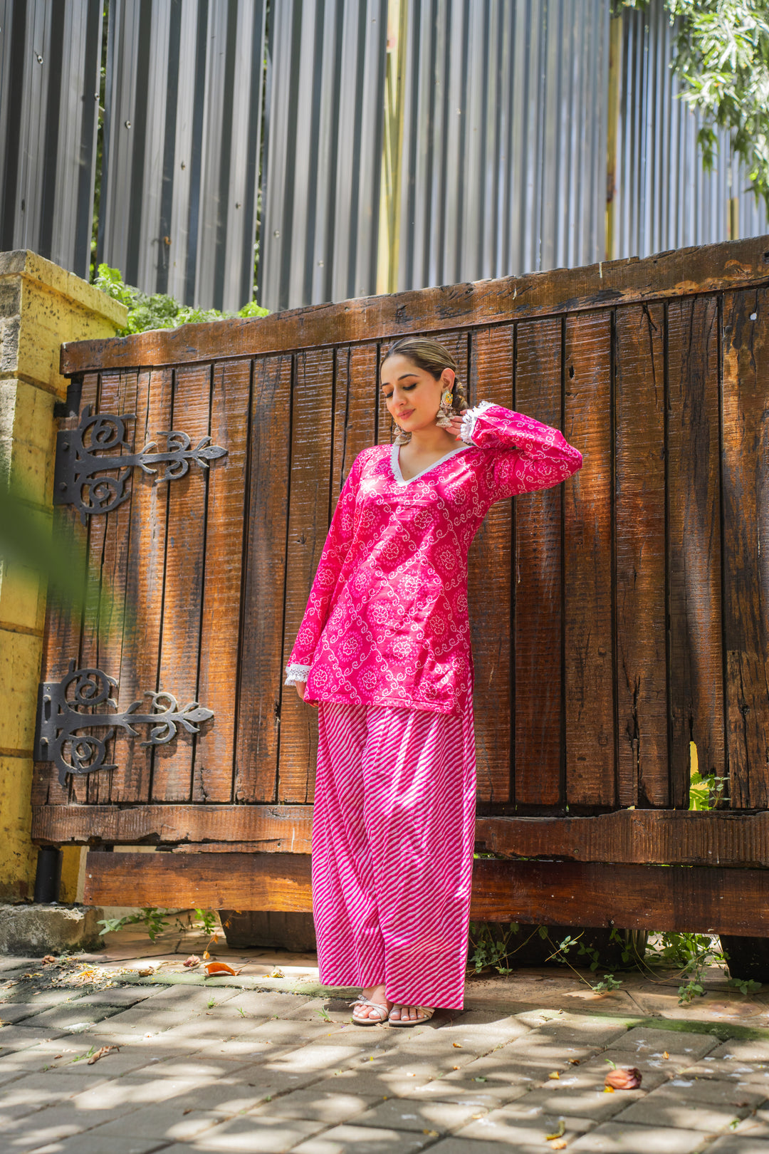 Pink Bandhej Farshi Salwar Set