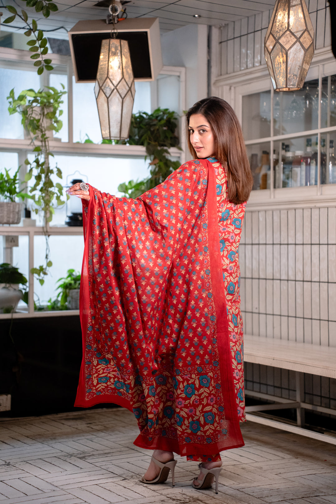 Saumya Red Cotton Suit Set