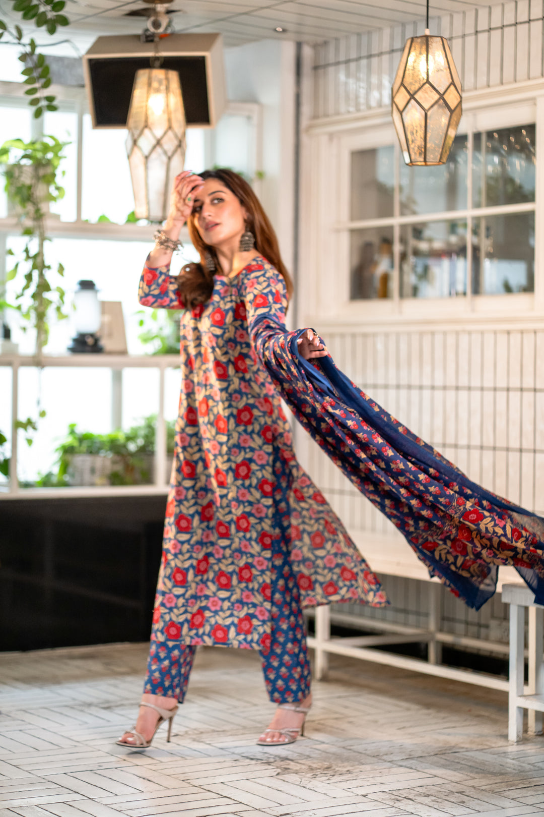 Asha Blue Cotton Suit Set