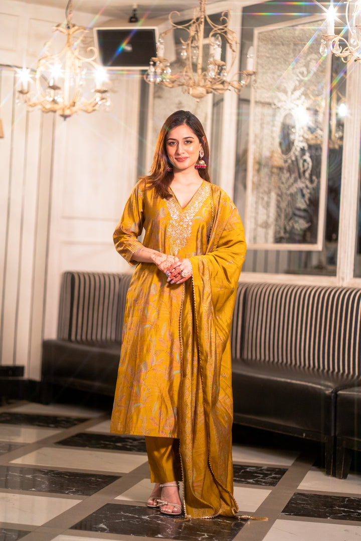 Yellow Muslin Suit Set