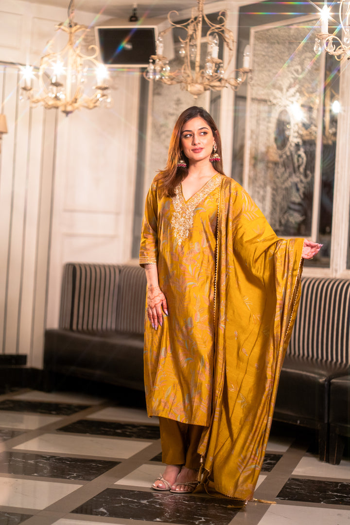 Yellow Muslin Suit Set