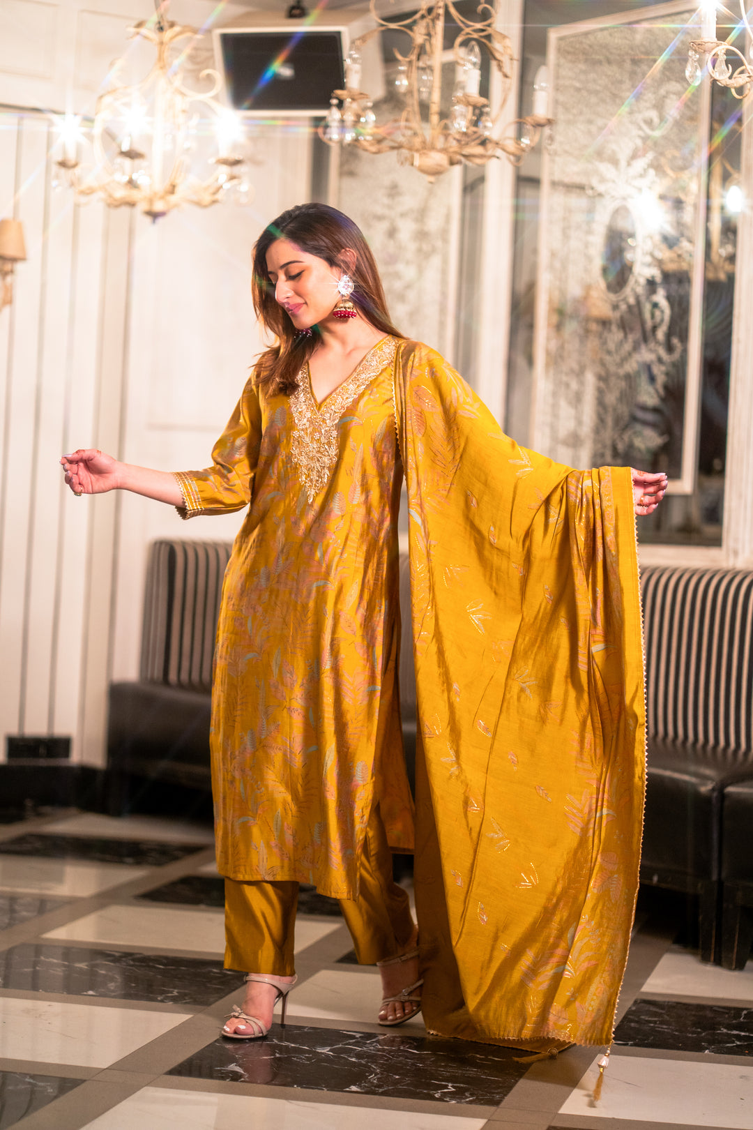 Yellow Muslin Suit Set