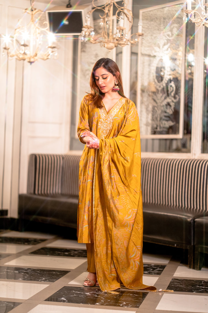 Yellow Muslin Suit Set