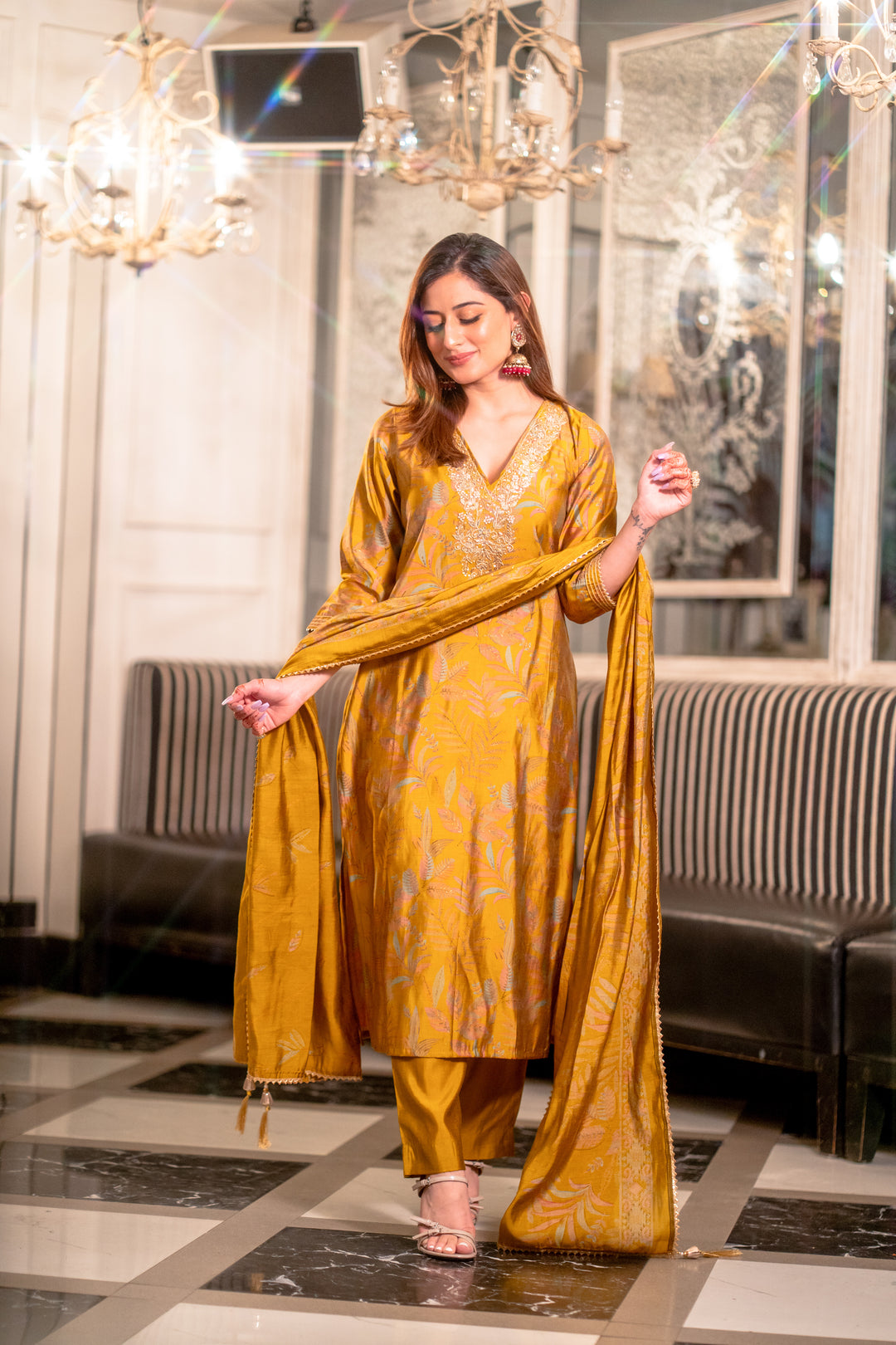Yellow Muslin Suit Set