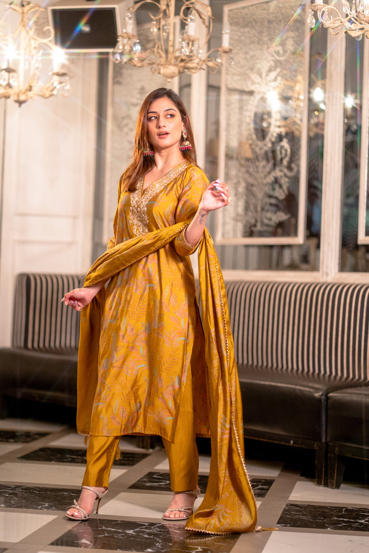 Yellow Muslin Suit Set