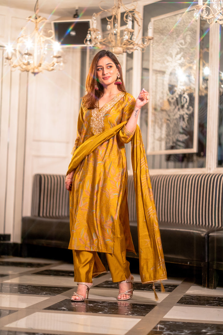 Yellow Muslin Suit Set