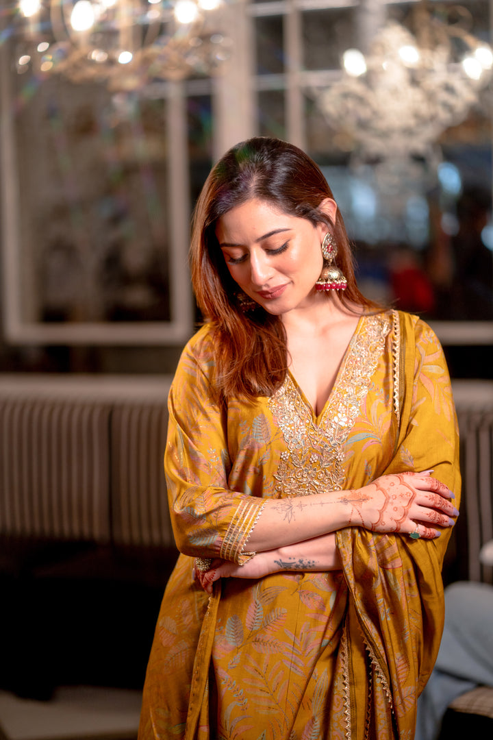 Yellow Muslin Suit Set