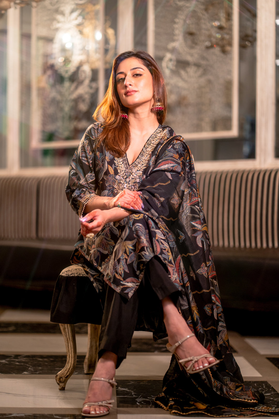 Black Muslin Suit Set