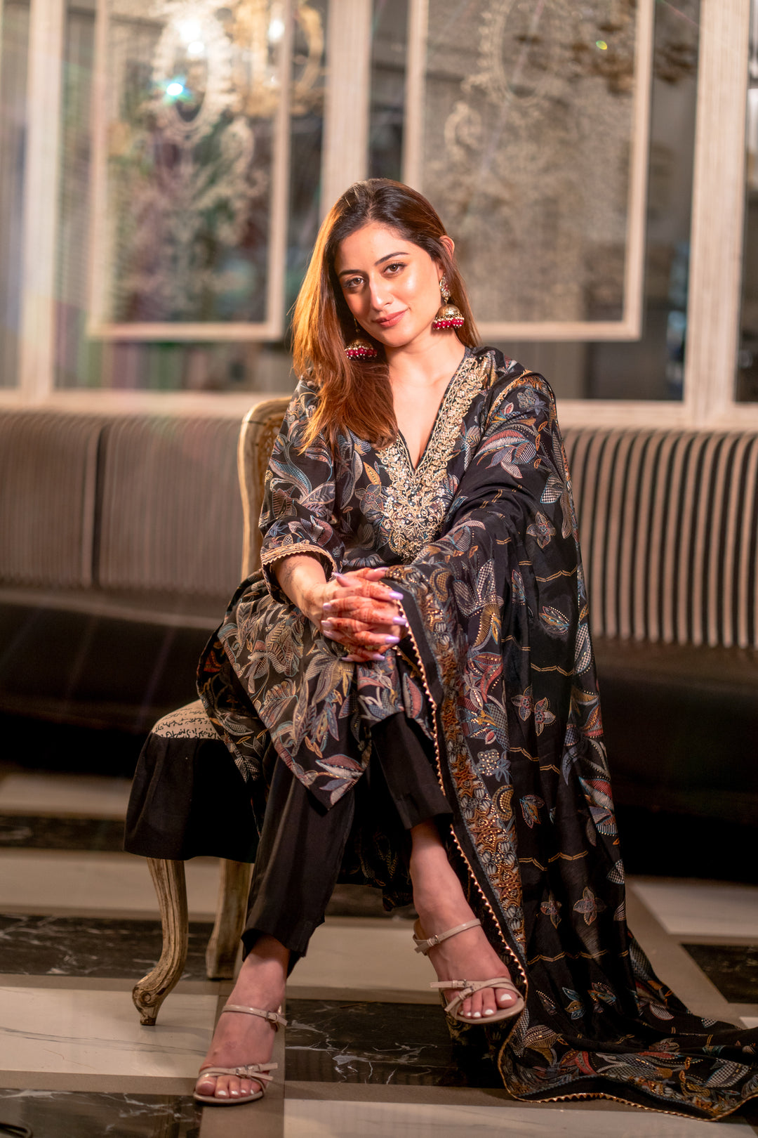 Black Muslin Suit Set