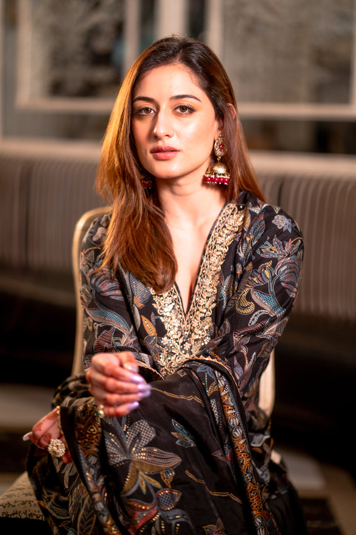 Black Muslin Suit Set