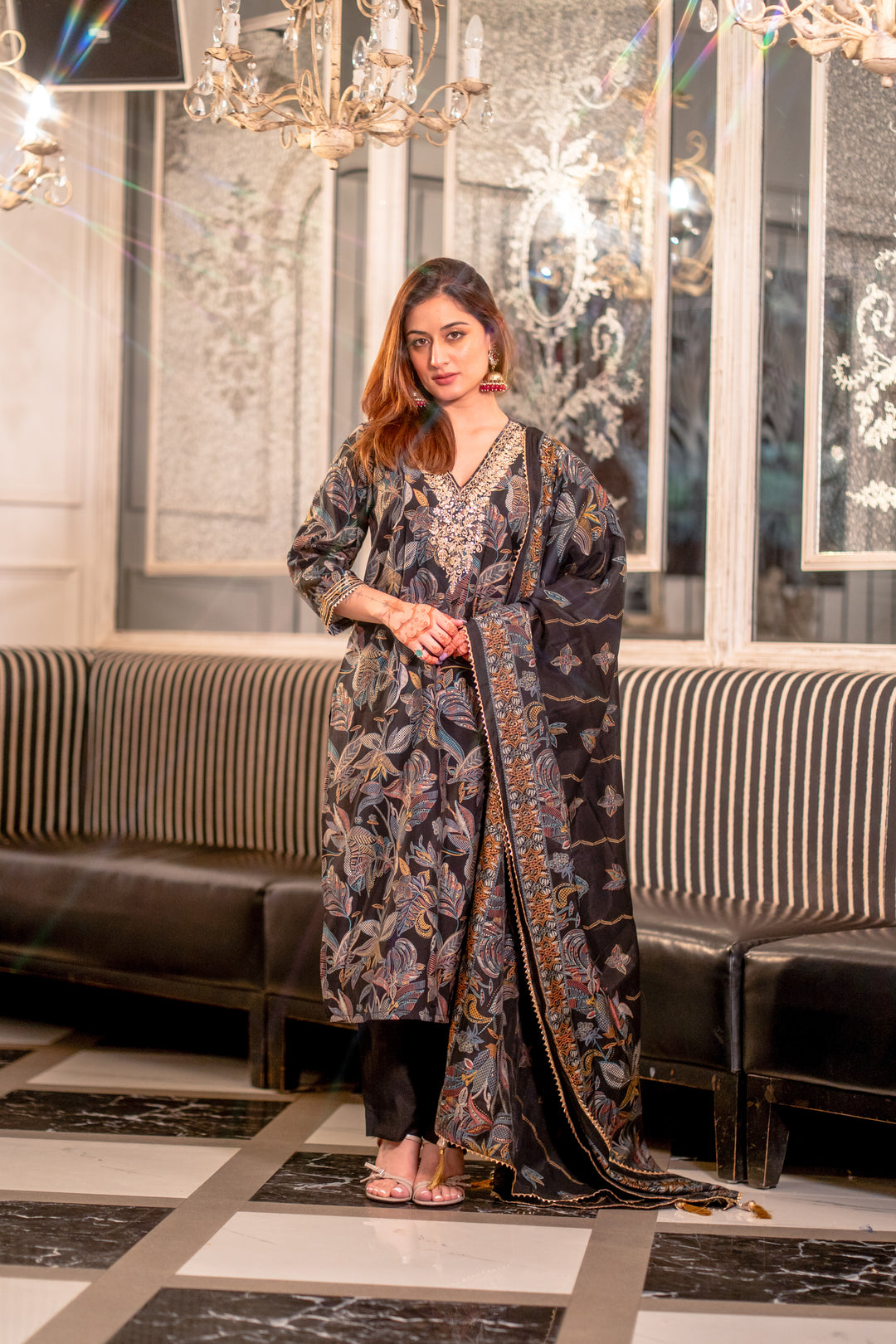 Black Muslin Suit Set