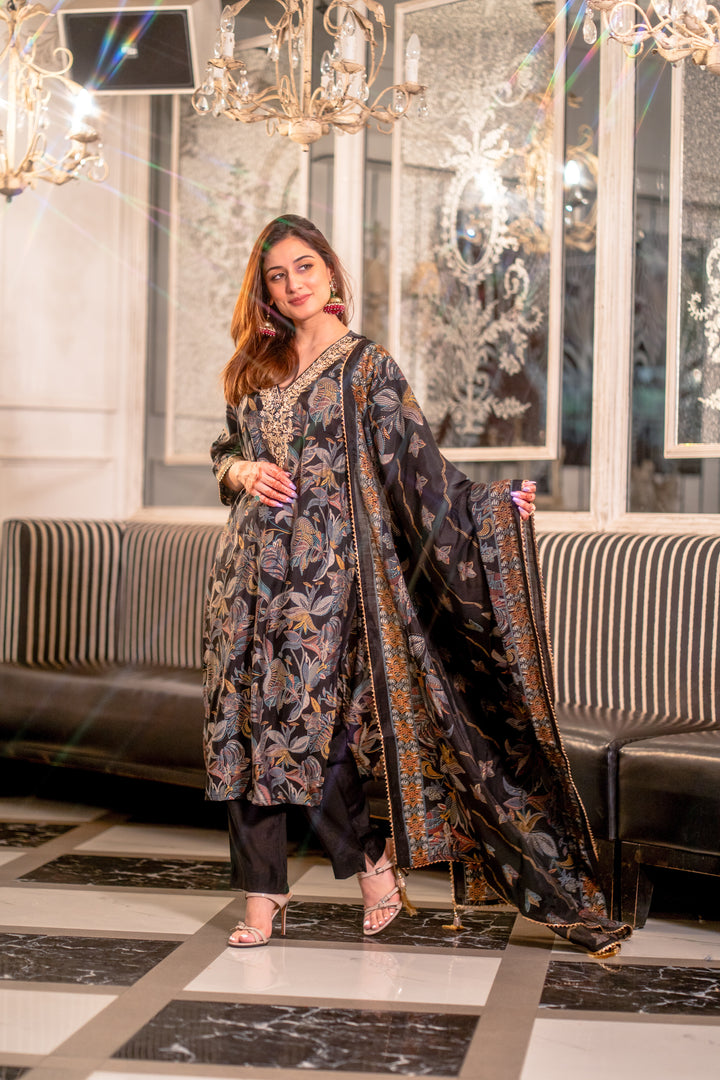 Black Muslin Suit Set