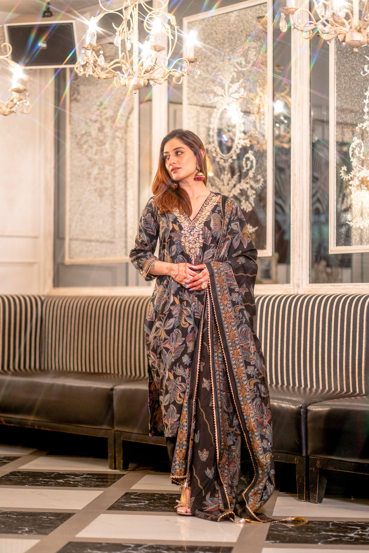 Black Muslin Suit Set