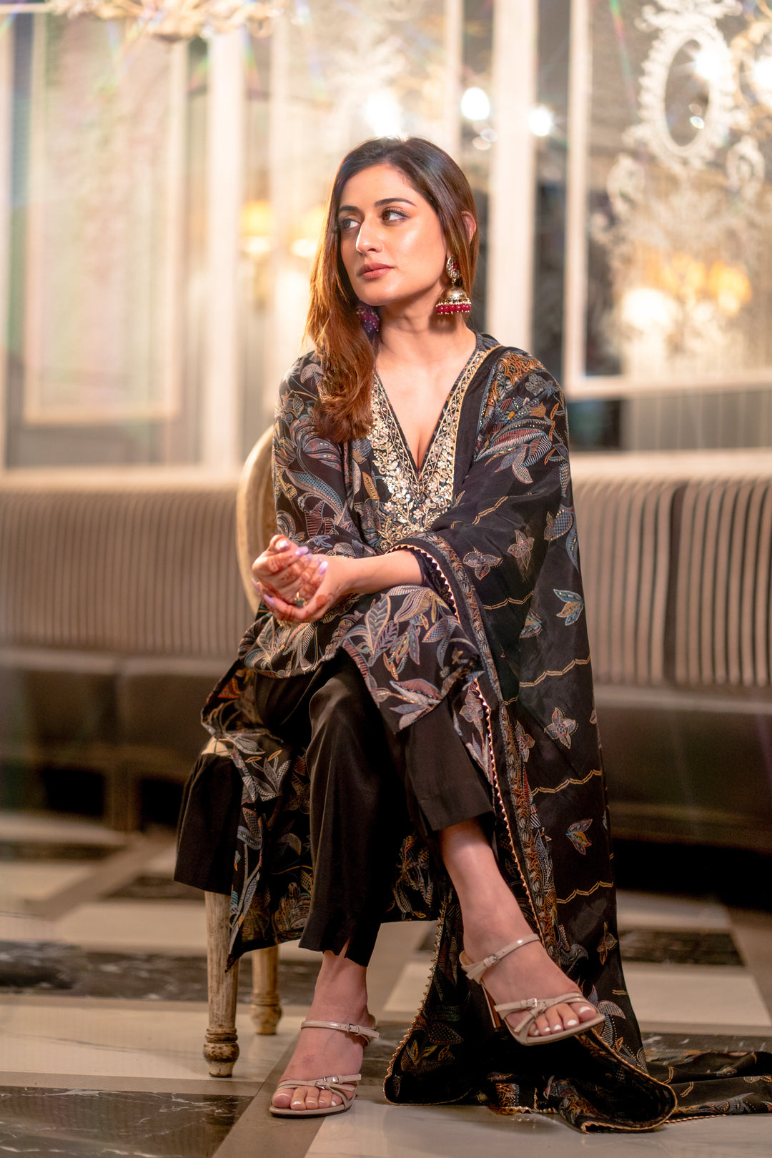 Black Muslin Suit Set