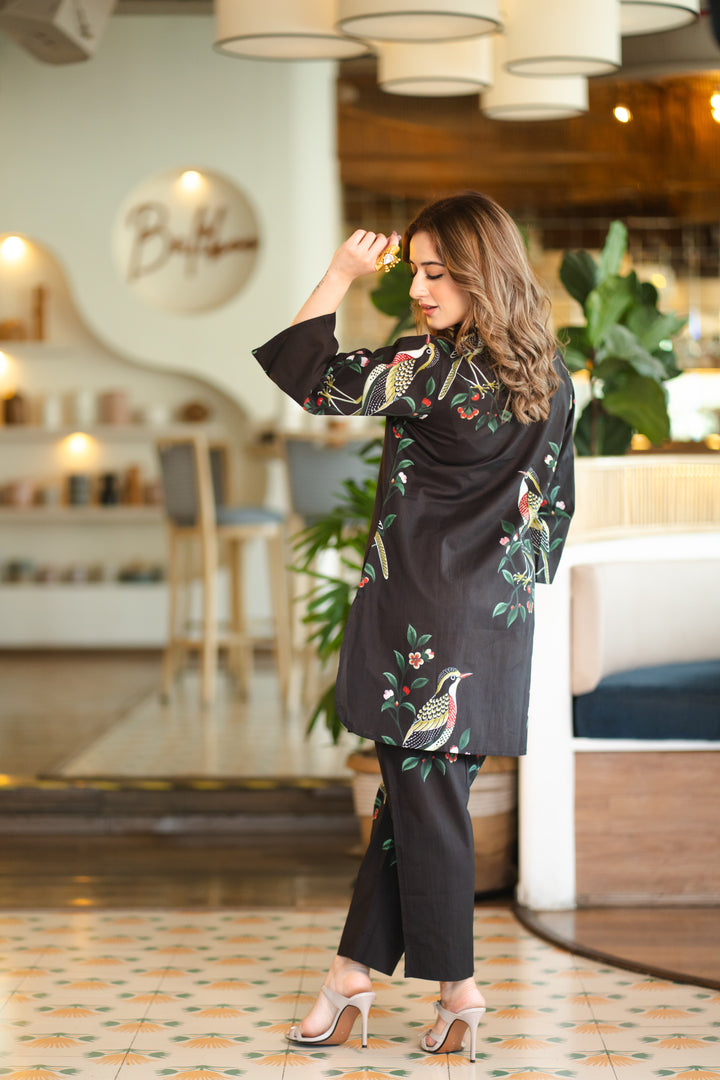 Black Bird Cotton Co-ord Set