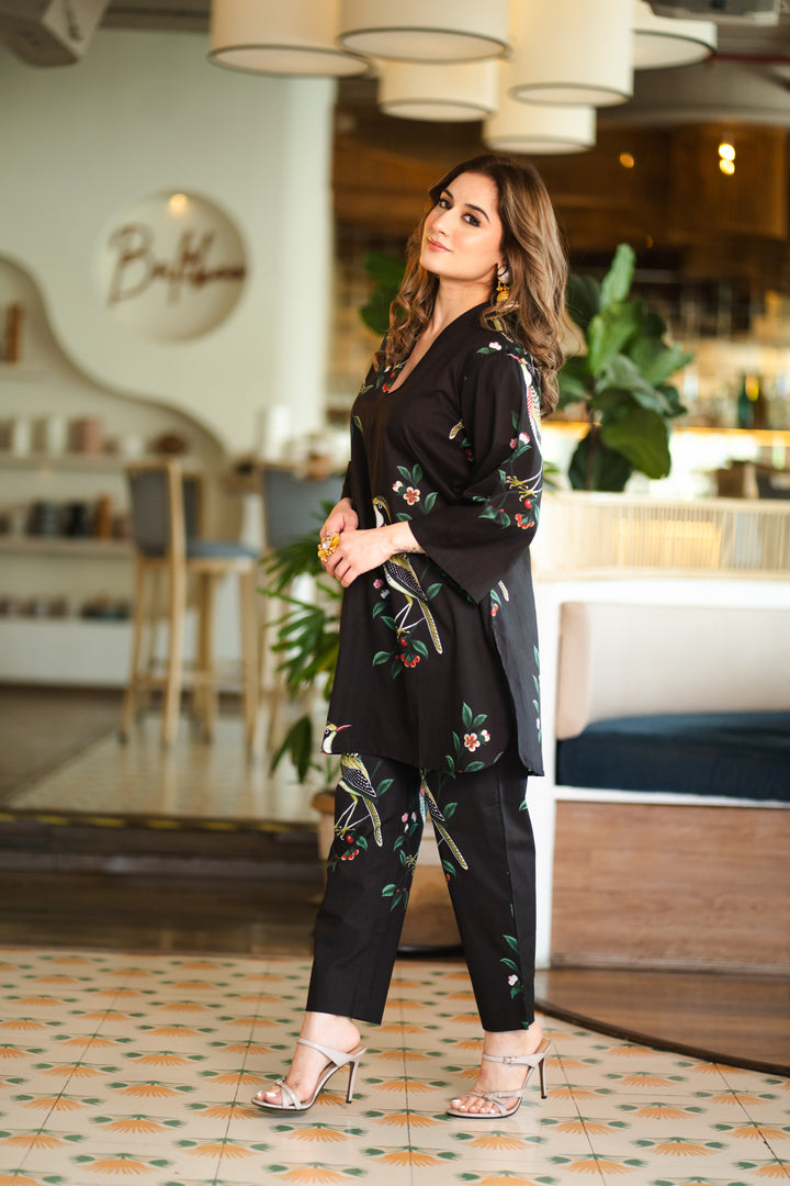 Black Bird Cotton Co-ord Set