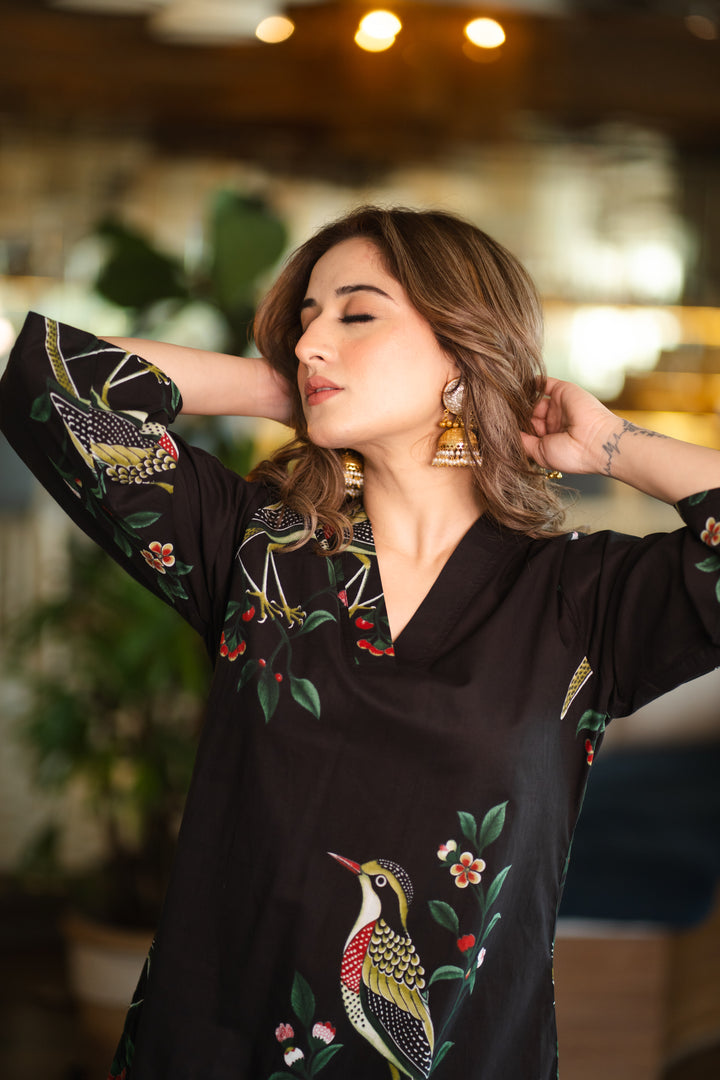 Black Bird Cotton Co-ord Set