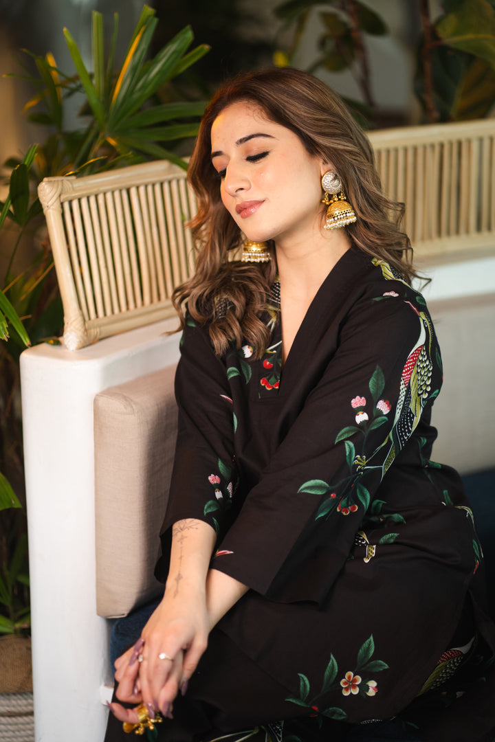 Black Bird Cotton Co-ord Set