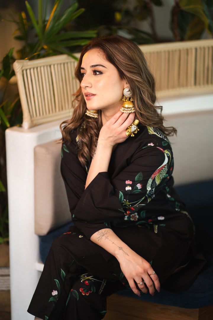 Black Bird Cotton Co-ord Set